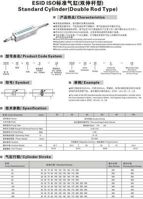 ESID ISO标准气缸(双伸杆型)-无杆气缸-ESID ISO标准气缸(双伸杆型)-上海浦胜五金交电
